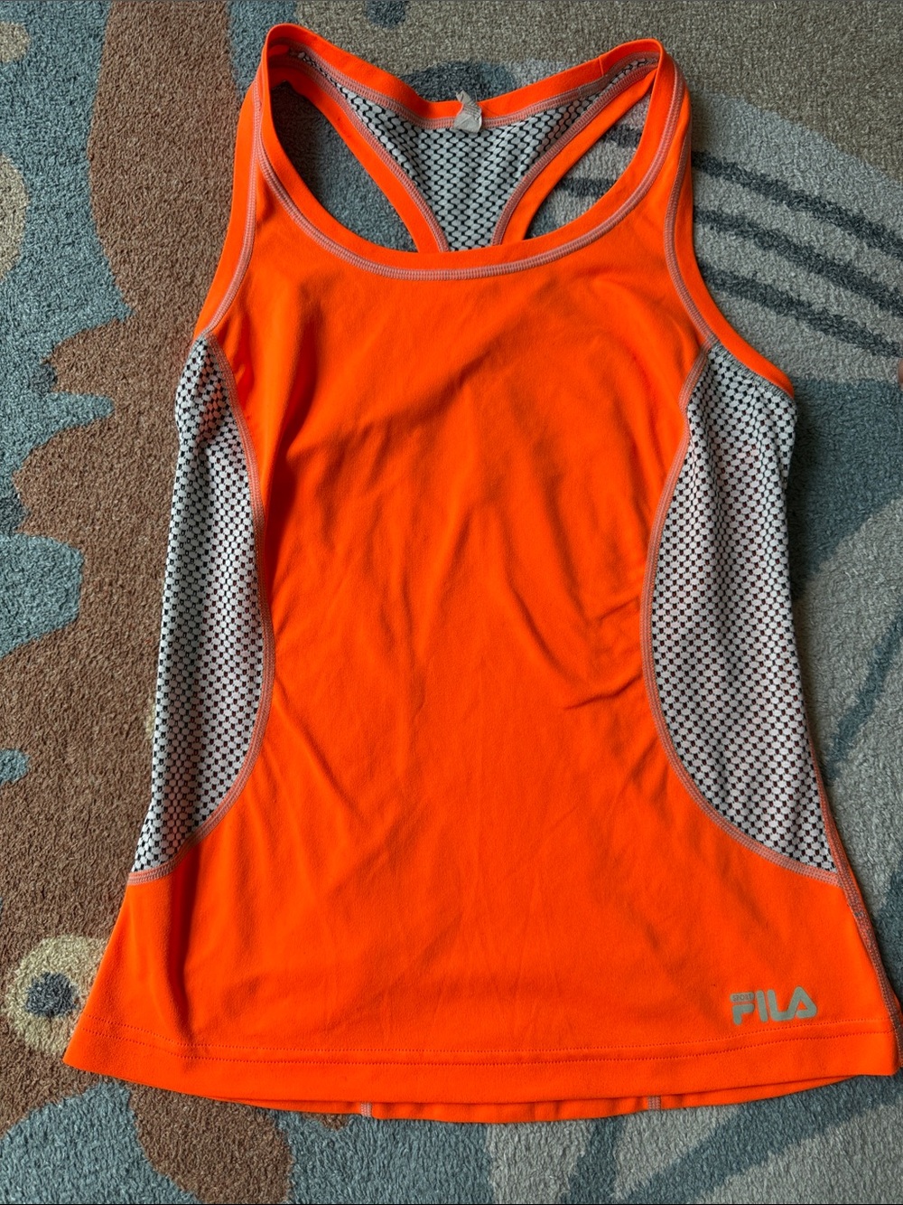 Fila Women's Bright Orange Racerback Athletic Tank with Contrast Panels